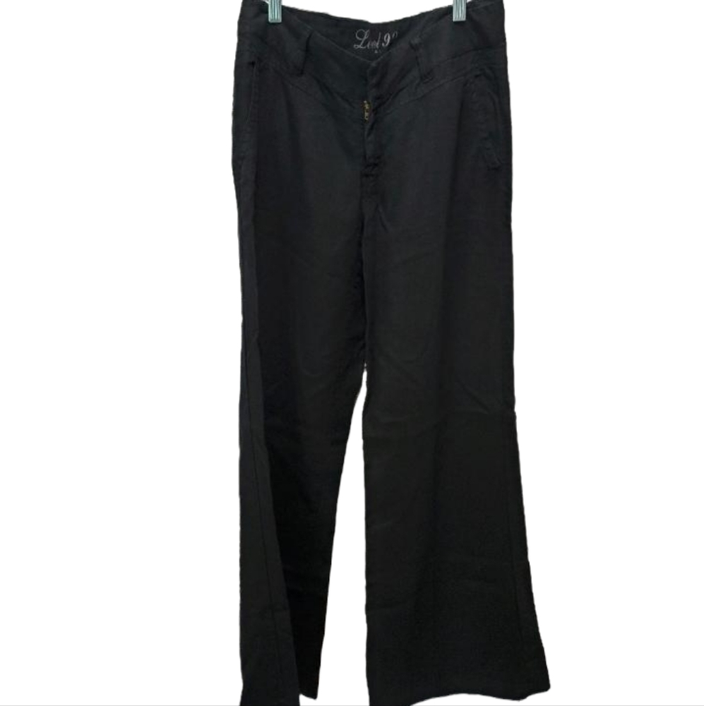 Level 99 Women Black Linen Pants Size 30, Excellent Condition